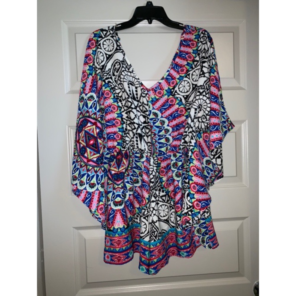 Black Bead Colorful Batwing Romper